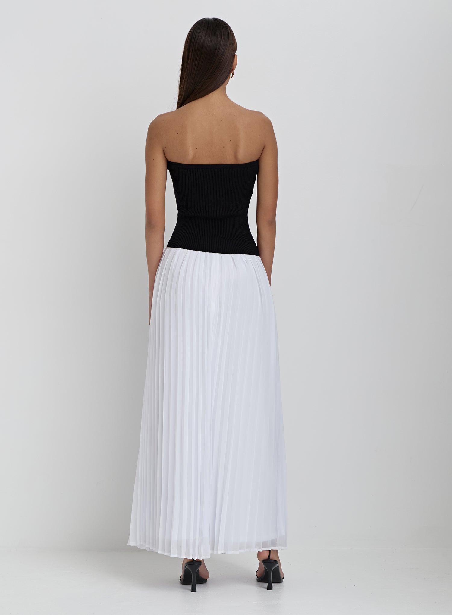 White Pleated Maxi Skirt